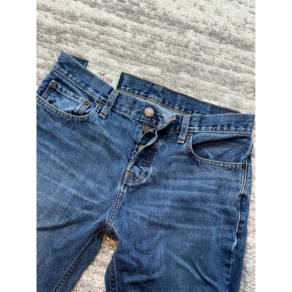 Hollister Classic Straight Jeans Men 30x30 Blue Button Fly Denim Y2K Style